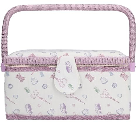 Nähkästchen, professionelles Nähzubehör, eingebautes robustes Tablett, exklusiver Koffer für Schneidernadeln, Schere, Mini-Garnrollen, Nadeleinfädler, Maßband