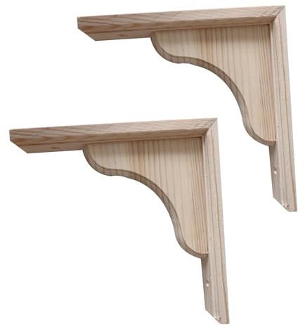 2 Stück Holzkonsole Wand-Winkel Regalträger massivem Naturholz Dreieck Holz-Regalhalterung Wandkonsole Schwebende,Trennwand Tablarträger Halterung für Regale in Küche,Bücherregal (30cm,B)