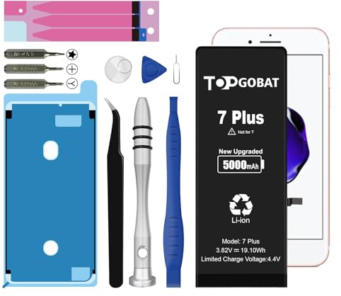TOPGOABT Ersatz für iPhone 7 Plus Akku, 5000mAh Akku mit hoher Kapazität für iPhone 7 Plus Modell (A1661, A1784, A1785) mit Ersatzwerkzeug Kits