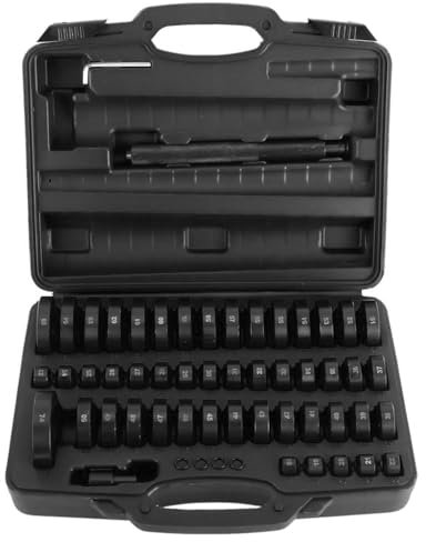 FreeTec 52 TLG. Radlager Montagescheiben Radialdichtringen Buchsen Schalen Gummis Abzieher Druckstück Press Werkzeug Treibsatz 18–65 mm (Schwarz)