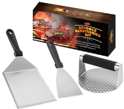 Smasher de hamburguesa de acero inoxidable, kit de prensa Smash Burger | Herramientas de espátula para parrilla exterior de acero inoxidable - Prensa de hamburguesas de acero inoxidable, prensa de