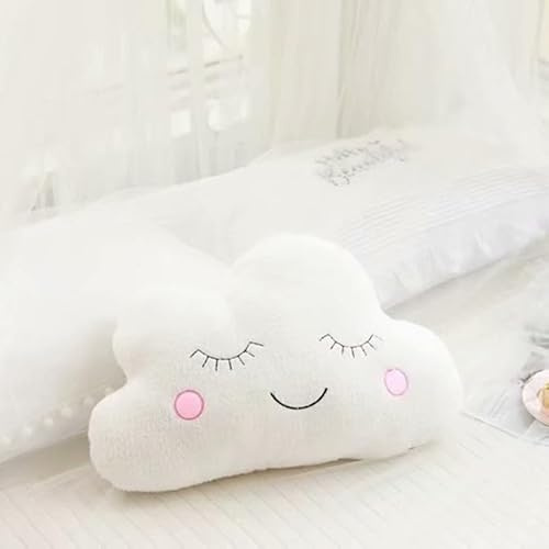 champracer Kuschel Deko-kissenkissen in Plüsch Stern/Wolke/Mond/Regentropfen Form,50cm-Deko Kissen Für Baby & Kinderzimmer,Kinderkopfkissen,Wärmekissen Für Mädchen & Jungen (Weiße Wolke)
