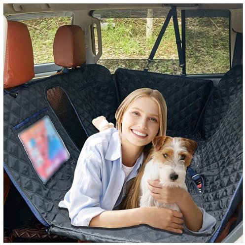 SJWJWOO Bache Voiture Chien avec Planche, Protection Latérale Et Fenêtre De Visualisation Housse Protection Voiture Chien pour Toutes Les Voitures, SUV,Black