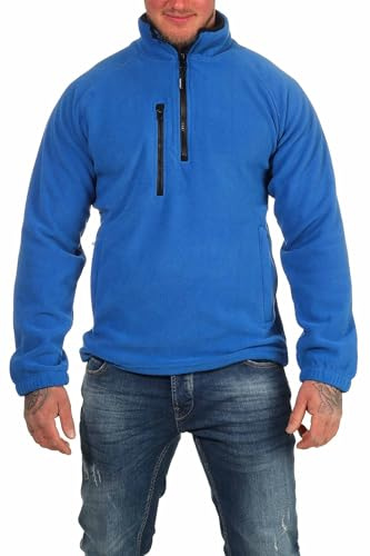 Mivaro Herren Fleecepullover aus Polar Fleece Blau - mit halbem Reißverschluss und Stehkragen, weicher und atmungsaktiver Troyer für Arbeit Freizeit und Outdoor Aktivitäten Regular Fit Größe 5XL