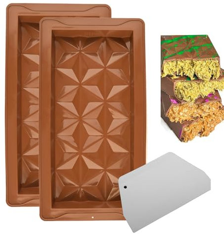 We Make Hope Rauten Schokoladenform Silikon 2 Stück, BPA-frei Silikonform Schokolade, Silikonform Schokoladentafel, Chocolate Mold für Schokolade Praline Süßigkeiten für DIY Nüsse Schokolade Backen
