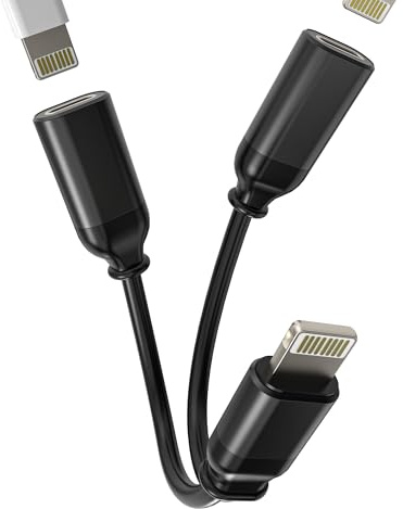 Lightning Jack to Headphone Charger Adapter (2 in 1) for iPhone 14 13 12 Pro for iPad for Apple Connector Earphone Charge Splitter Audio Cable Dual Accessories Earphone Aux Car