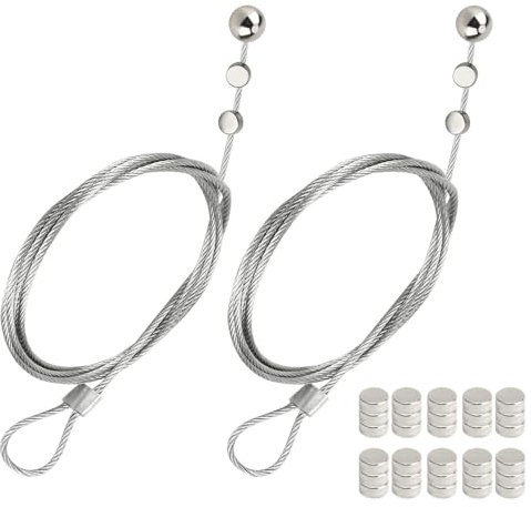 2 Stück Fotoseil Fotodrahtseil - Fotos Aufhängen Fotoleine Fotoseil mit 30 Magneten Klammern 250cm x 1,5mm Fotokette Fotoleine mit Klammern Um Bilder Aufhängen Schnur Von Fotos Postkarten