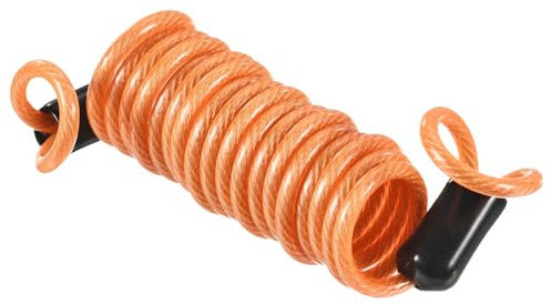 MECCANIXITY Disc Security Steel Cable Lock, Safety Cable Flexible Wire Rope Luggage Lock 3.3feet 2.5mm Vinyl Coated Braided Steel with Double Loop for Bike Bicycle U-Lock Padlock Orange