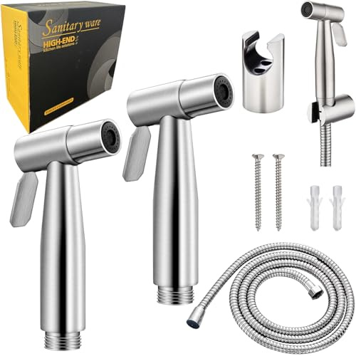 Cerkkapo Bidet Handbrause mit 1pcs 120cm Schlauch & Halter | Handbrause Toilette Set,BidetToilettensprüher aus Edelstahl,Hand-Bidet-Sprayer für Persönliche Hygiene,Küche und WC-Reinigung