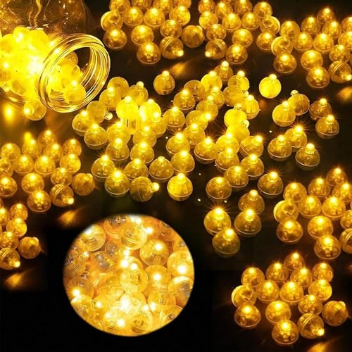 NEOVSUNY LED Ballons Lichter,100 Stk Mini Led Licht,Leuchtende Luftballons,Led Luftballons Leuchtend,Ballonlichter Warmweiß,Dekoration für Papierlaterne, Weihnachten,Geburtstag, Party Deko Halloween