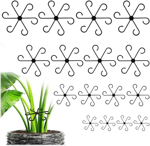 16 supporti per piante rampicanti, supporto per piante da camera, anello riutilizzabile per piante di Monstera, fiori rose, pomodori (nero)
