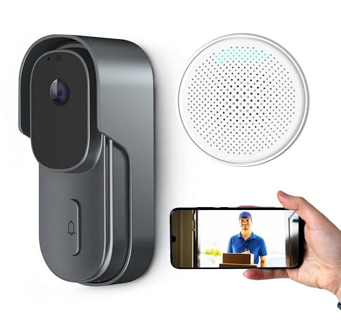 Extralink Türklingel Mit Kamera, Video Türklingel 5MP 1080p 1440P Full HD, WiFi 2.4G, IP65, Alexa & Google Assistant Kompatibel, Klingel Mit Kamera, Bewegungsmeldung, Micro SD, 2-Wege-Audio