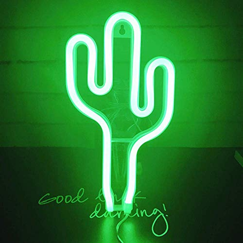 Luce decorativa a LED, luci al neon decorative, luce al neon con alimentazione USB/luce decorativa a LED, decorazione da parete per decorare la stanza (Cactus)