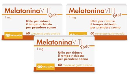 Melatonina Viti - Fast, 1 mg di Melatonina, 3x60 Compresse al Gusto Arancia, Integratore per il Sonno, Può ridurre il tempo per Prendere Sonno, Aiuta a Dormire, Senza Glutine