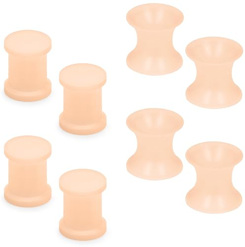 Pexveiuu 2G Solid Flesh Skin Tone Slicone Gauges Tunnels Plugs for Ears 2 Gauge 6mm Double Flare Rubber Plastic Gauges Tunnels Earrings Stretching Kit Piercing Jewelry Women Men 1/8 inch
