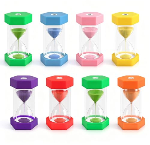 Sand Timer, 8 PCS Sand Timers for Kids, Colorful Hourglass Sand Clock Timer Set for Time Management, Includes 1,2,3,5,10,15,20,30 Minutes for Classroom Home Office Games Decoration