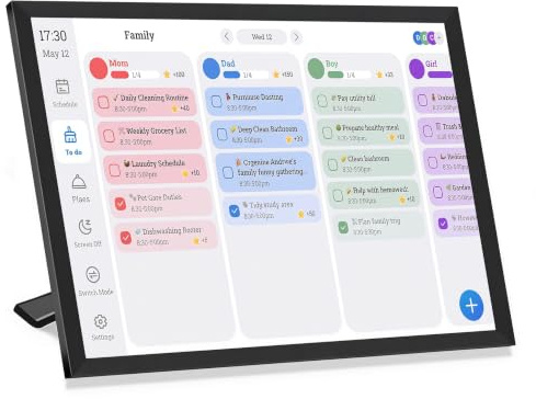 SENECESLI 10.1 Tum Smart Digital Kalender+digital Bildram, Elektroniskt Syrdiagram och WiFi -planerare med IPSHD Interactive Pekskärm för Familjescheman, Vägg och Skrivbord