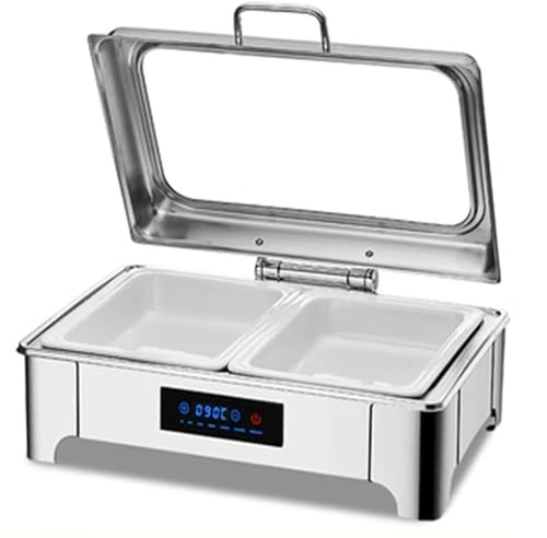 9 l Buffet-Plattformheizung, große Kapazität, Warmhalte-Topf, elektrischer Edelstahl-Schafing-Dish, mit Temperaturregler, zum Warmhalten von Gerichten, Buffet-Set, mit 1/2/3-Gitter