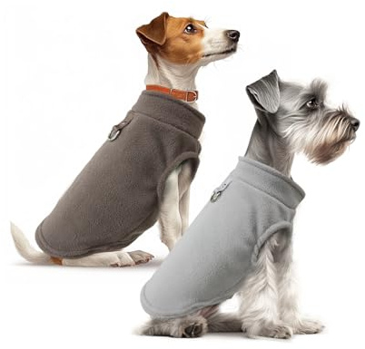Sahunfri Hundepullover für Kleine Katzen und Hunde, Warme und Weiche Hundepullover, Fleecepullover für Kleine Katzen und Hunde, Winterjacke für Hunde mit Leine (Aqua+grün, XL) (Grey+Brown, S)
