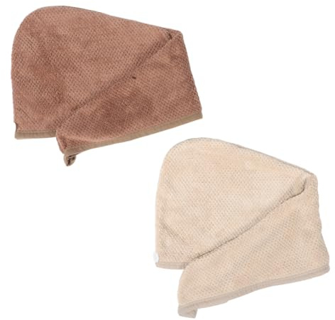 VALICLUD 2 Stück Saugfähige Haartrockenhaube Mikrofaser Schnell Trocknendes Haartuch Für Nasses Haar Kopfbezogener Turban Für Bad Reisen Und Alltag Dunkelbraun Khaki