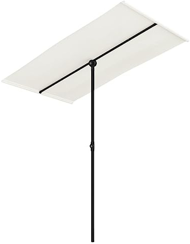 Frdhee Sombrilla para balcón, sombrilla con mástil de aluminio, 180 x 110 cm, color blanco arena para jardín, terraza, patio trasero y piscina