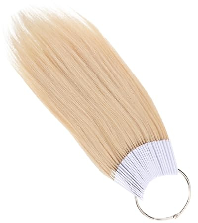 LIFKOME Échantillons de Coloration Capillaire en Cheveux Humains Beige avec Anneaux PVC Blanc, Mèches Faciles à Boucler pour Fournitures de Salon Professionnel, Pack de 30 Pièces