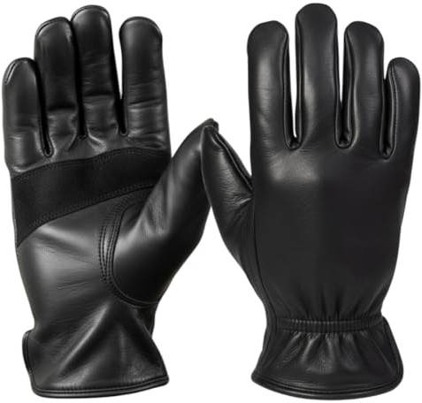 MDM Guanti Moto Uomo Estate in Pelle Nera – Guanti Biker Chopper Leggeri, Flessibili, Traspiranti, Palmo Antiscivolo