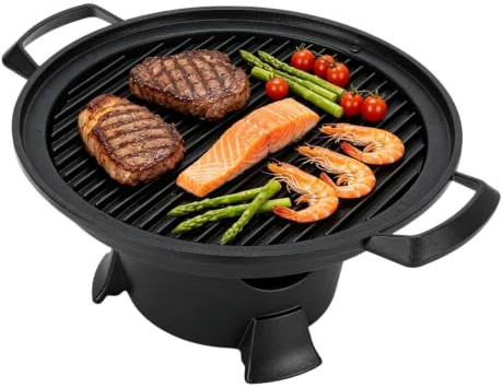 Hibachi Grill, mini gril à charbon de bois antiadhésif, poêle à feu sans fumée, machine à smores pour le camping en plein air, aluminium moulé sous pression
