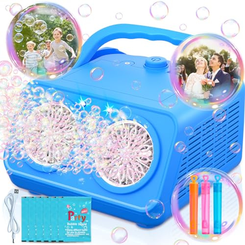 Pigipigi Kids Seifenblasenmaschine, Automatischer Bubble Machine 22000+, Seifenblasenmaschine Kinder Für Geburtstage drinnen und draußen, Hochzeit (Blau)