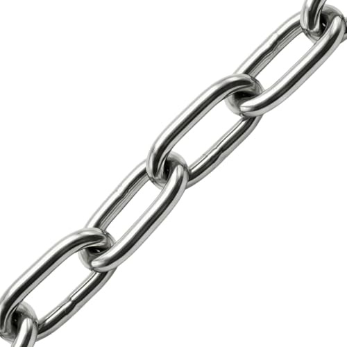 Lumonic 5m Kette V4A Edelstahl | 4mm | Langgliedrig | Rostfrei + Seewasserfest | Regenkette, Blumenampel, Absperrkette
