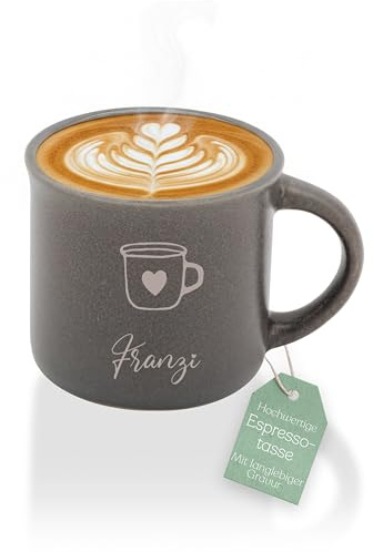 ABENTEUERNAH Personalisierte Espressotasse, Keramik Tasse mit Gravur, Name | Espressotassen mit Wunschtext, Vatertag, Weihnachten, Wichtelgeschenk, Spruch lustig, Papa, Oma, Opa, Angler