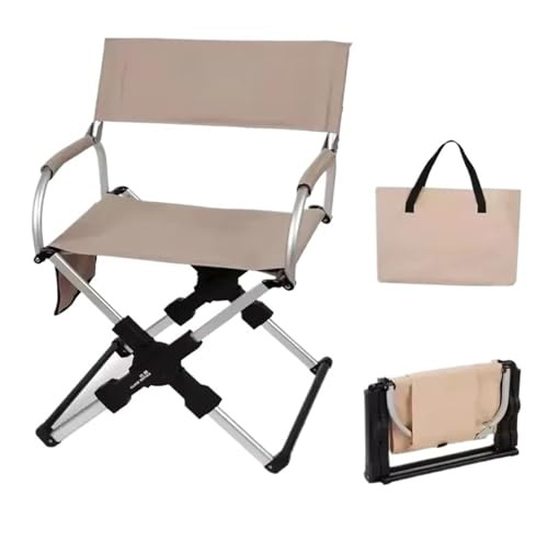 HNULGVI Fiskestol för utomhuscamping, strandfiske, aluminiumlegering, resor, vandring, picknick, fritidssäte för camping (kaki)