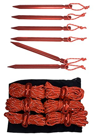 Picysa Tältrepset med Reflekterande Rep, Robusta Aluminiumpinnar, Bärbar och Lätt för Camping, 4M Längd, 6 Enheter (#4)