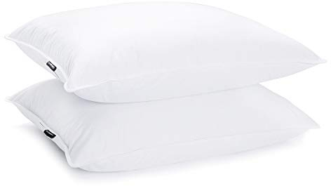 JA COMFORTS Duck Feather Down Bed Pillows for Sleeping(2 Packs)-Standard/Queen,High Filling Weight,600 Thread Count,Double-Layer Downproof Fabric Design,10% Duck Down,Cotton Cover,White