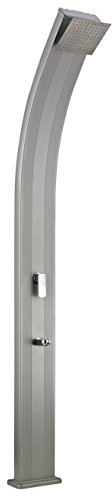 Steinbach Solardusche Slim Line Deluxe – 049046 – Silberne Gartendusche mit 24 l Aluminiumtank und selbstentkalkendem Duschkopf – 2,25 m hoch