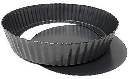 MGE - Stampo Crostata - Teglia per Quiche e Crostata Alto - Stampo Crostata Furba con Fondo Removibile Antiaderente- Teglia Rotonda da Forno - Stampo Quiche - 32 cm