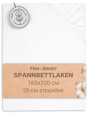 ZOLLNER Spannbettlaken in 160x200 cm - mit eingearbeitetem Gummibund - Baumwolle - waschbar bis 95°C - Hotelqualität - Oeko Tex® Zertifiziert