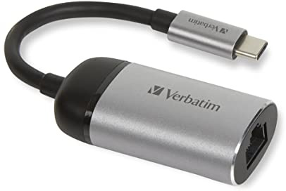 Verbatim USB-C™ auf Gigabit Ethernet Adapter - Netzwerkadapter um Geräte per Kabel mit einem Netzwerk zu verbinden, inkl. 10 cm USB-C-Kabel