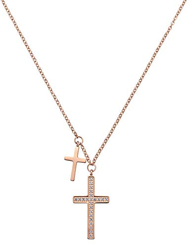 Kistanio Damen Halskette mit Kreuz Anhänger Double Cross