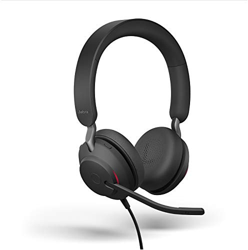 Jabra Evolve2 40 UC Wired Headphones, USB-A, Stereo, Black – Telework Headset for Calls and Music, Enhanced All-Day Comfort, Passive Noise Cancelling Headphones, UC-Optimized with USB-A Connection