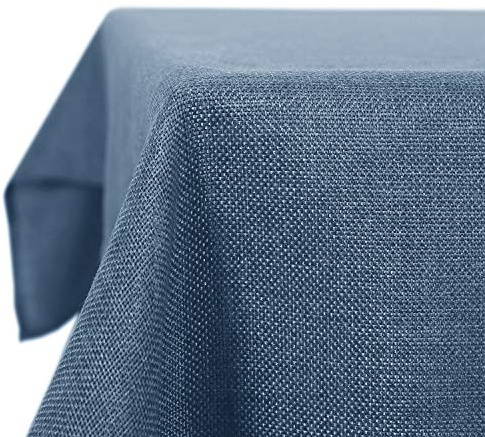 Deconovo Leinenoptik Tischdecke Wasserabweisend Tischwäsche Lotuseffekt 150x240 cm Blau