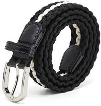 AnJuHoPa Stretchgürtel geflochtener elastischer haltbarer Gürtel Nickelfreie Schnalle Stoffgürtel aus Öko-geprüftem Material Unisex Gürtel