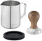 Navaris Espresso Tamper für Kaffee 51mm - Stempel Stampfer aus Edelstahl mit Holzgriff - Kaffeestampfer inkl. Silikonmatte und Milchkännchen