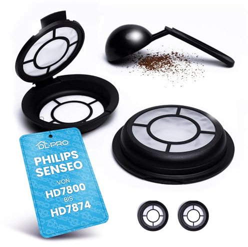 DL-pro Uppsättning med 2 påfyllningsbara kaffekapslar för Melitta 180424 Permanent Padfilter kaffefilter för Senseo kaffebryggare HD7800 till HD7874 2 stycken med kaffepulversked