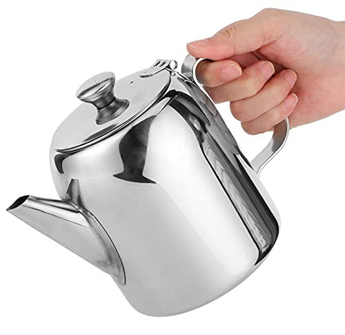 Kuuleyn Olla Redonda, hervidor de Agua Antiguo, cafetera, Tetera, hervidor de Acero Inoxidable, Jarra de Agua fría, Pico Corto para Restaurante de Hotel(Approx. 850ml)