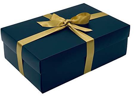 Schwarze Geschenkbox mit Deckel, wählen Sie Ihre Bandfarbe, große Erinnerungs- oder Geschenkboxen, flach verpackte Geschenkboxen für Geschenke, Geburtstage oder Babygeschenke, Größe 30 x 20 x 10 cm