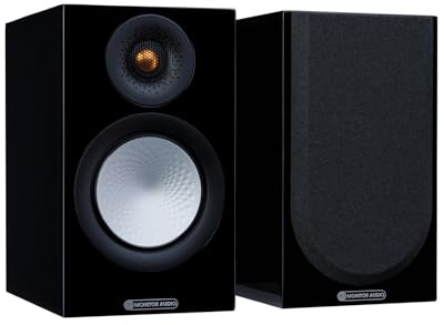 Monitor Audio Regal-Lautsprecher klein mit Kabel (Paar) Silver 50 (7G) Lack Schwarz Hochglanz, 100W, 2X Kompaktlautsprecher