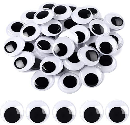 JULMELON 500 Stück Selbstklebende Wackelaugen 20mm | Schwarz Weiß, Groß, Selbstklebende, Kunststoff Kulleraugen Wackelaugen für Scrapbooking Kunsthandwerk DIY Machen Dekoration