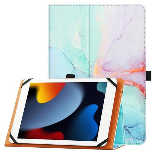 HGWALP Universal Hülle für 9-11 Zoll Tablet,Folio Hülle Schutzhülle für 9,9.7,10, 10.1, 10.5, 11.1 Zoll Touchscreen Tablet, Mit Handschlaufe und Stand Funktion-Marble Blue