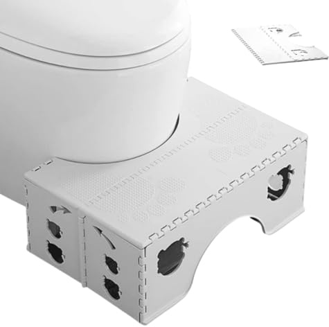 Little Bean Foldable Toilet Potty Stool for Adults And Kids 18cm Healthy Squatting Posture Poop Stool Bathroom Anti-Slip Toilet Assistance Step Stool Fold Design (White)